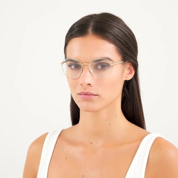 NEW GUCCI GG0880O 004 WOMEN GOLD EYEGLASSES GUCCI - Picture 2 of 11